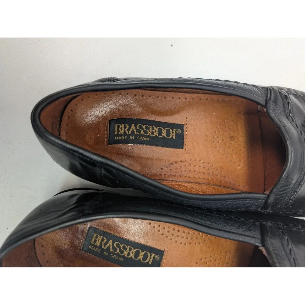 Brassboot Oxford Shoes Mens Size 9 Black Leather Tassel Slip On‎ Dress Spain